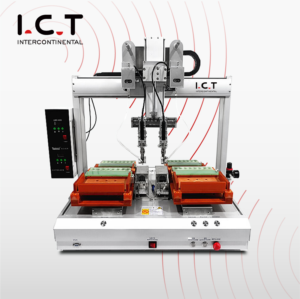I.C.T |Connettori coassiali del robot di saldatura robotica del trasportatore elettronico a flusso libero Dongguan