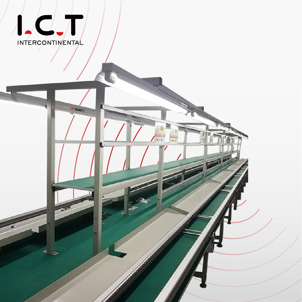 I.C.T LED TV SMT Montaggio Trasportatore SMT Linea di Cintura con Tavoli di Lavoro