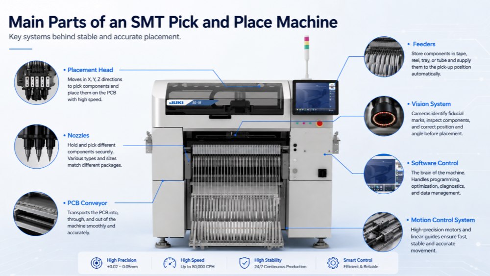 Parti principali della macchina Pick and Place SMT