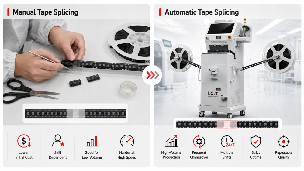 Processo di giunzione manuale o automatica del nastro.webp