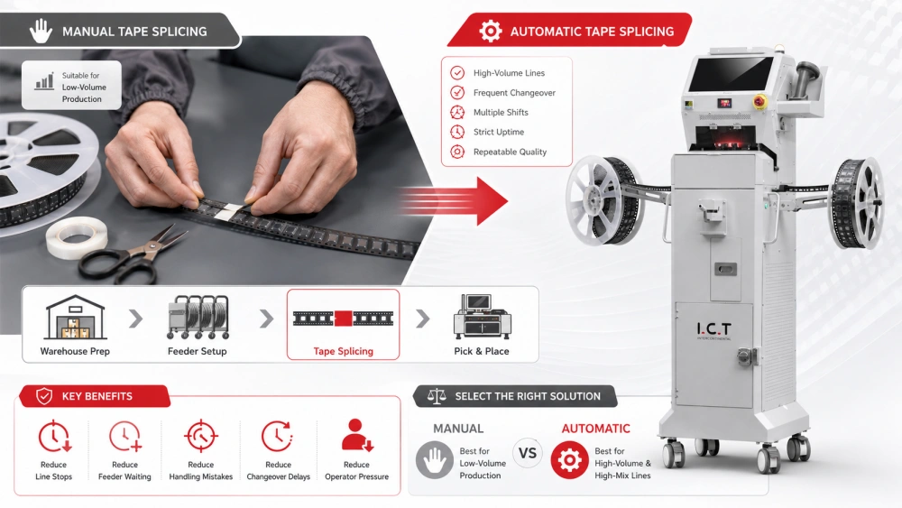 Automatica o manuale SMT Giunzione nastri.webp
